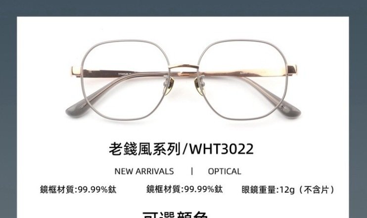 WHT3022 老錢風系列 純鈦眼鏡 WHT Eyewear